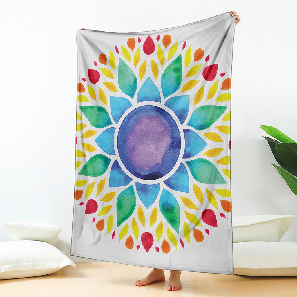 Reiki Chakra Flower Print Blanket