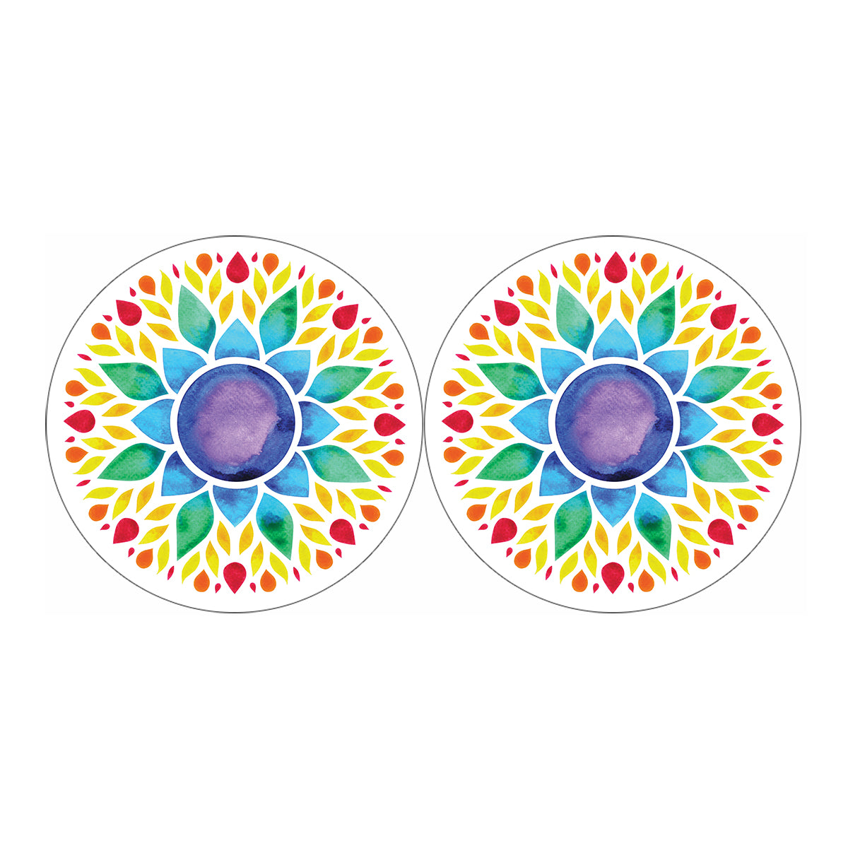 Reiki Chakra Flower Print Car Coasters