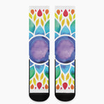 Reiki Chakra Flower Print Crew Socks