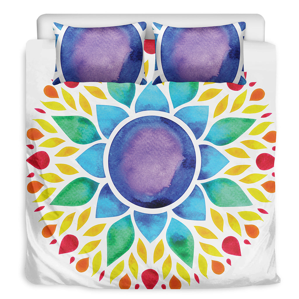 Reiki Chakra Flower Print Duvet Cover Bedding Set