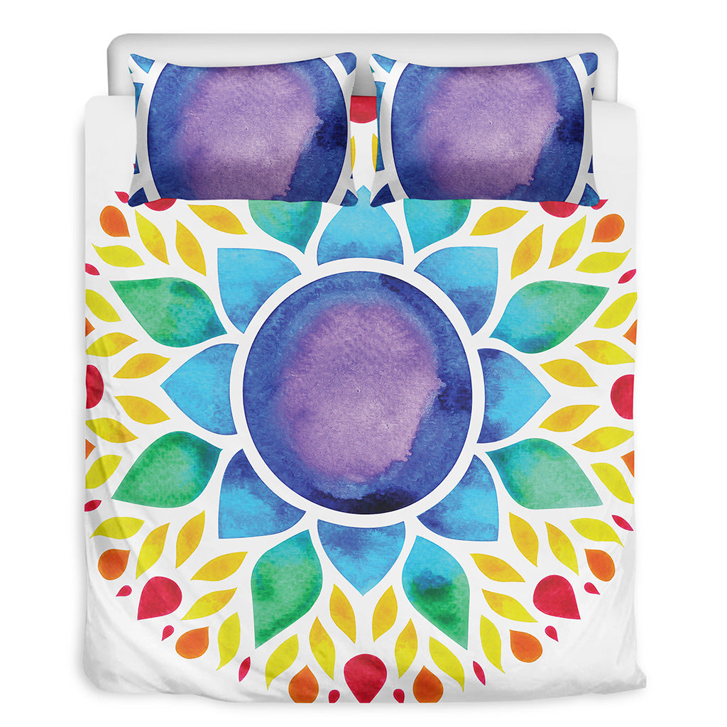 Reiki Chakra Flower Print Duvet Cover Bedding Set