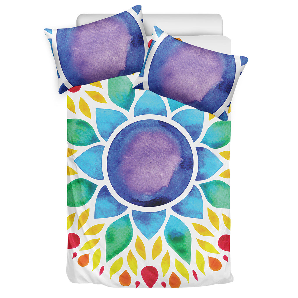 Reiki Chakra Flower Print Duvet Cover Bedding Set