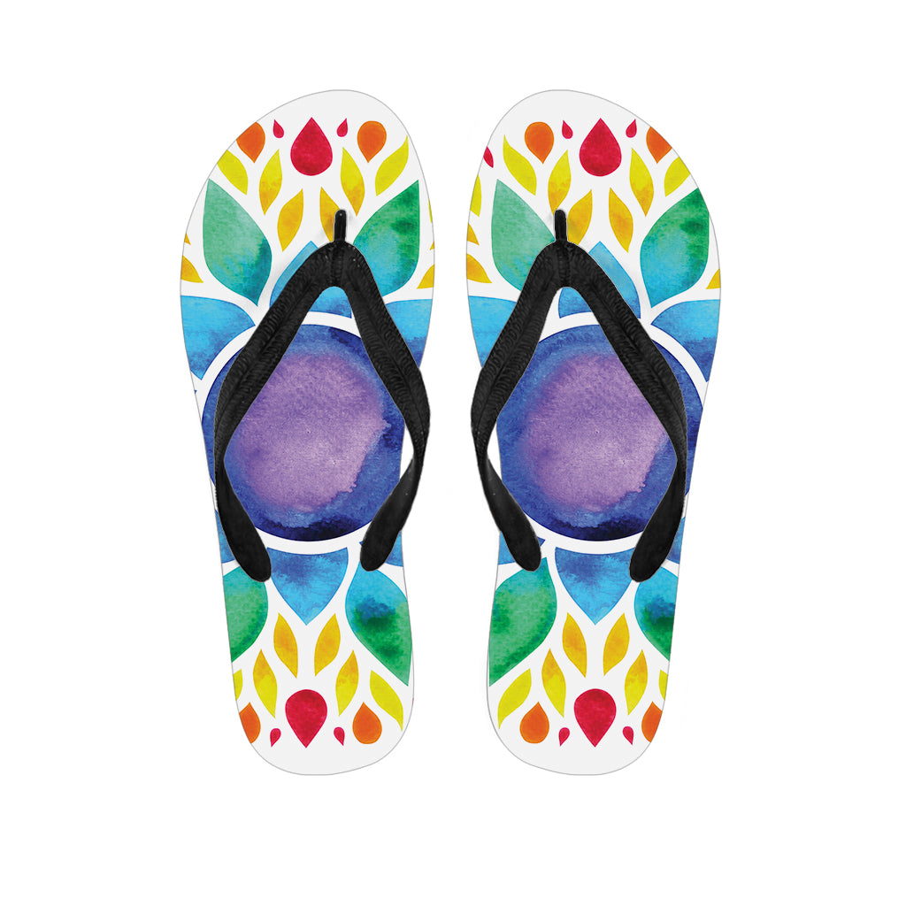 Reiki Chakra Flower Print Flip Flops