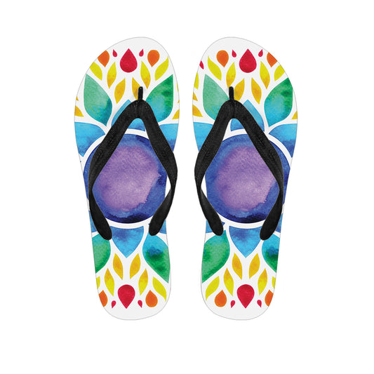 Reiki Chakra Flower Print Flip Flops