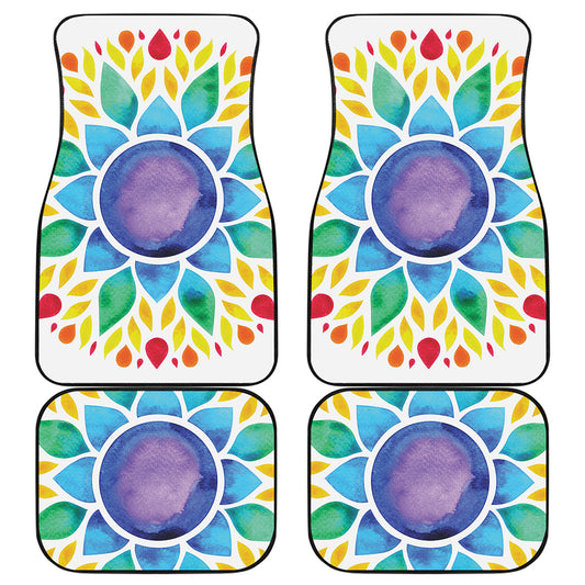 Reiki Chakra Flower Print Front and Back Car Floor Mats