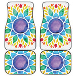 Reiki Chakra Flower Print Front and Back Car Floor Mats