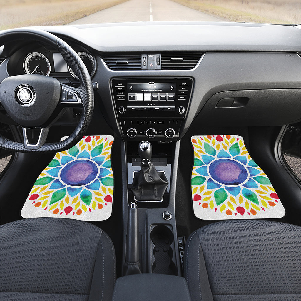 Reiki Chakra Flower Print Front and Back Car Floor Mats