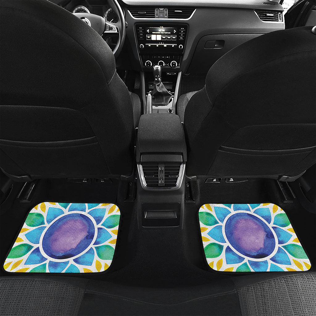 Reiki Chakra Flower Print Front and Back Car Floor Mats