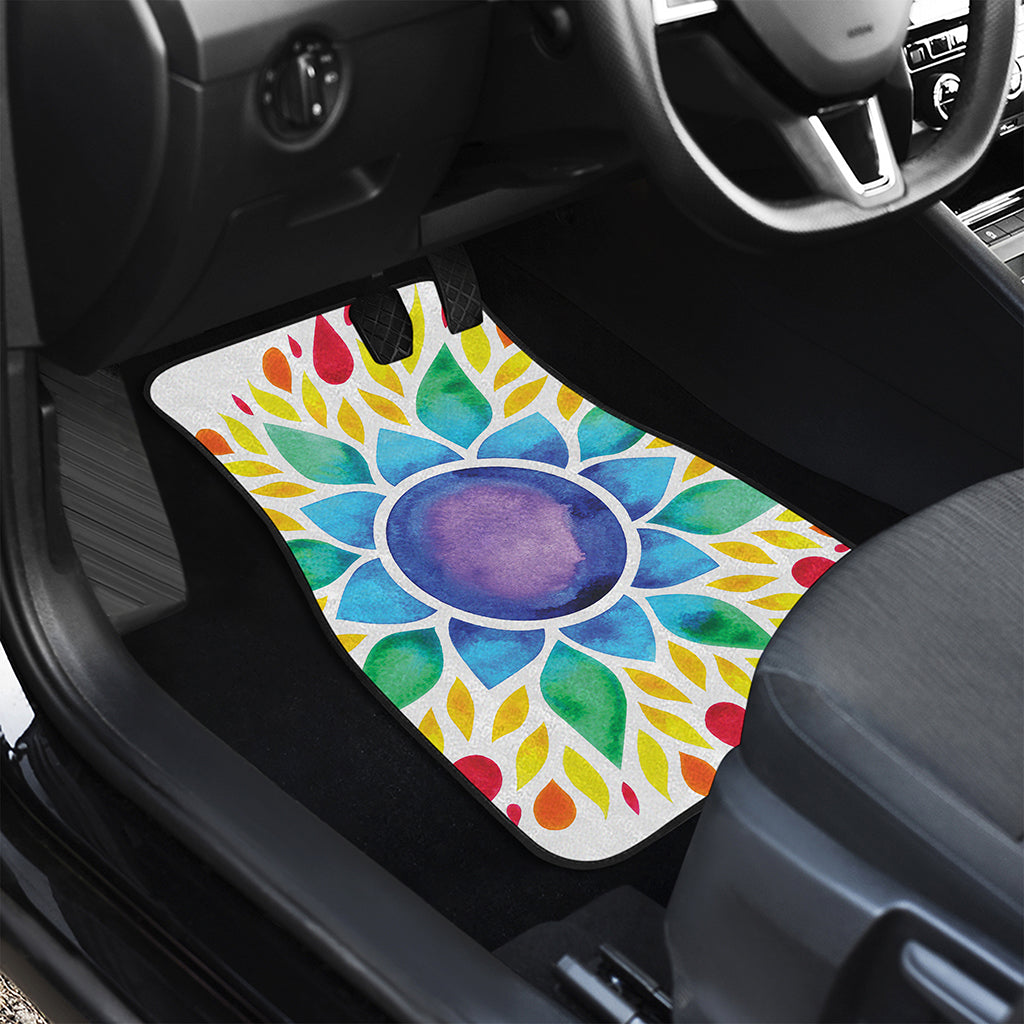 Reiki Chakra Flower Print Front and Back Car Floor Mats
