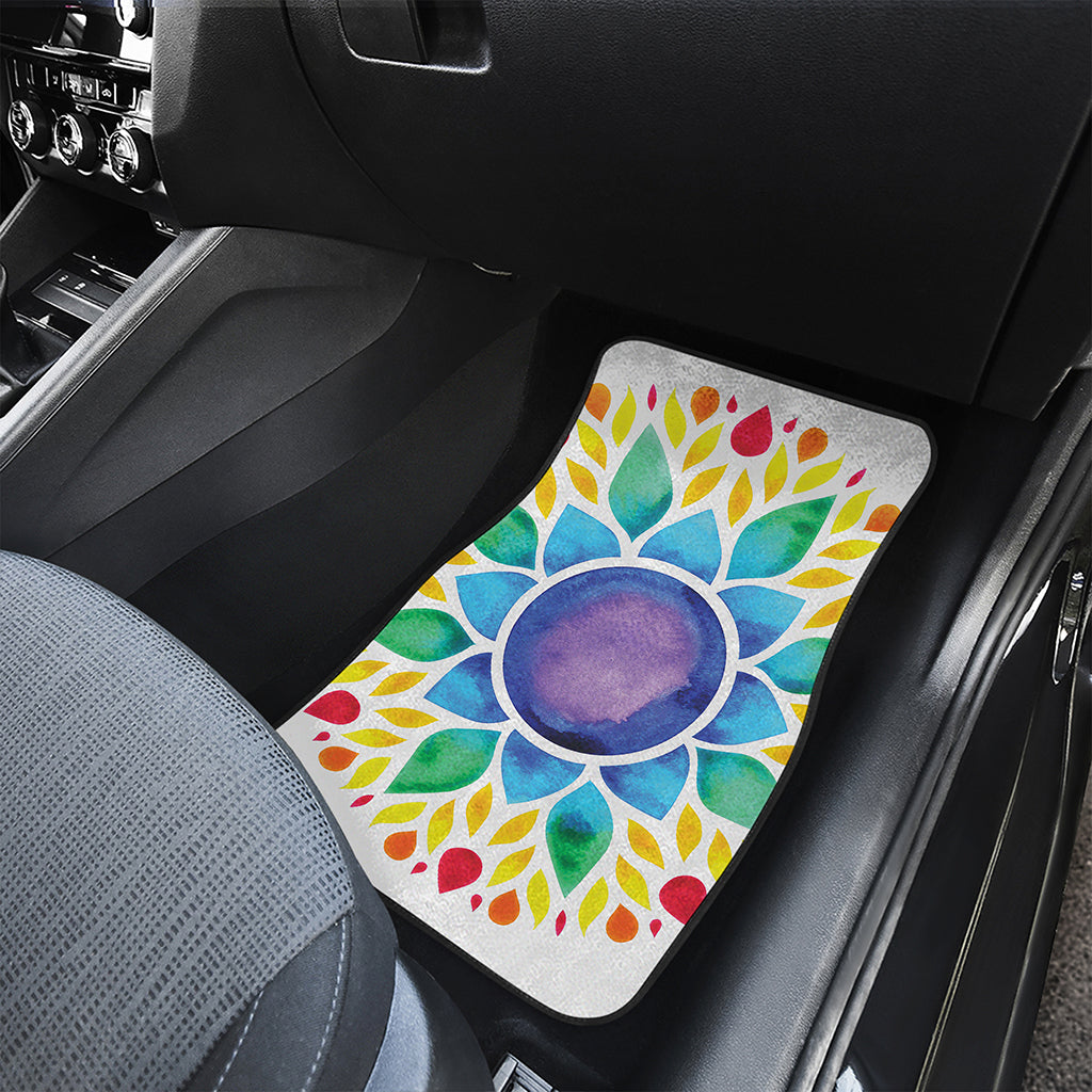 Reiki Chakra Flower Print Front and Back Car Floor Mats