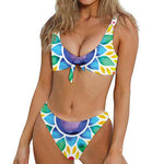 Reiki Chakra Flower Print Front Bow Tie Bikini