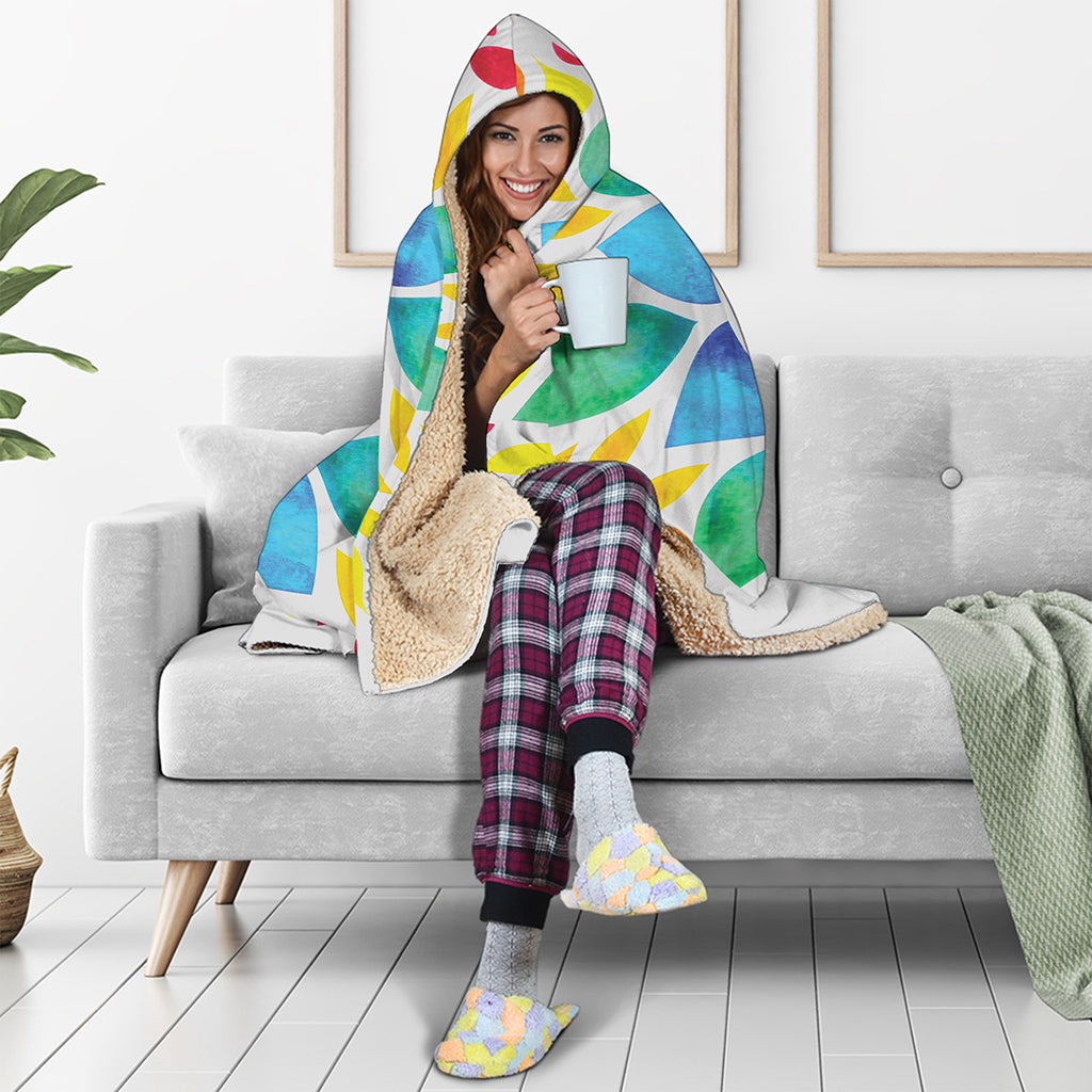 Reiki Chakra Flower Print Hooded Blanket