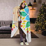 Reiki Chakra Flower Print Hooded Blanket