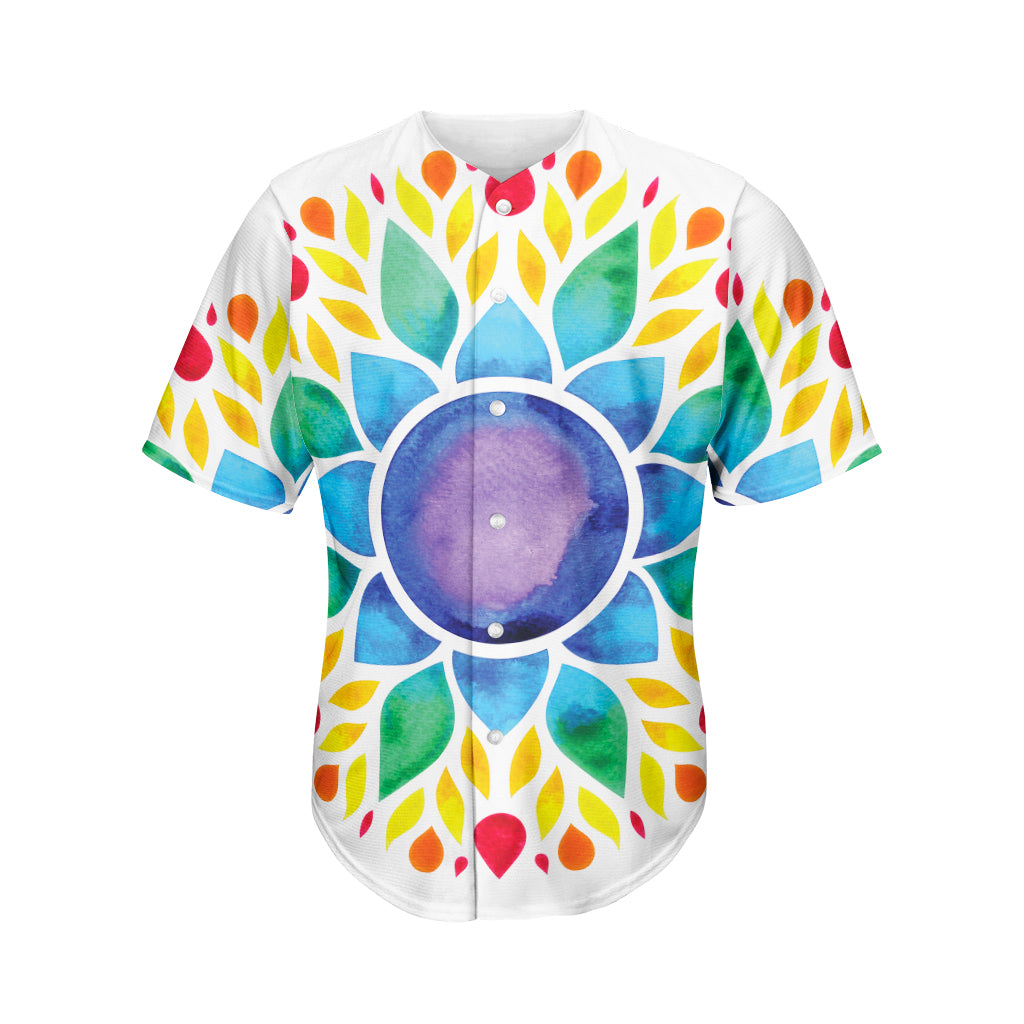 Reiki Chakra Flower Print Men's Baseball Jersey