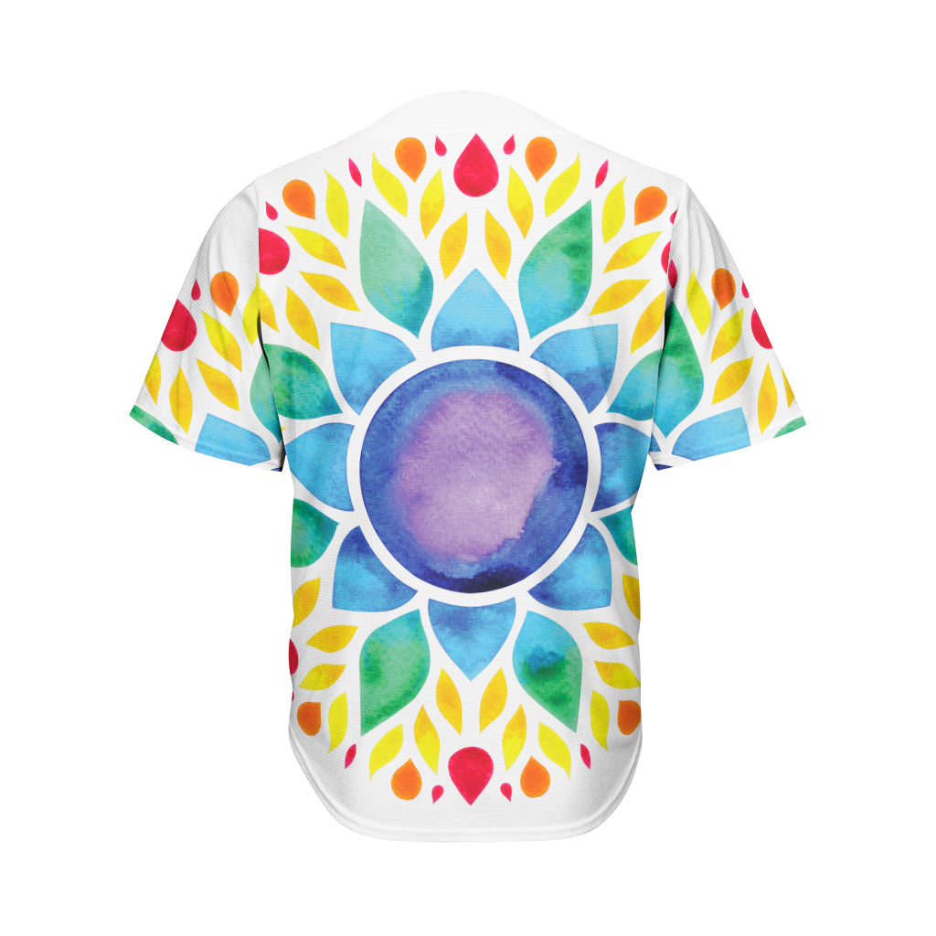 Reiki Chakra Flower Print Men's Baseball Jersey