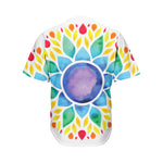 Reiki Chakra Flower Print Men's Baseball Jersey