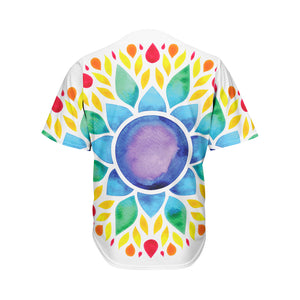 Reiki Chakra Flower Print Men's Baseball Jersey