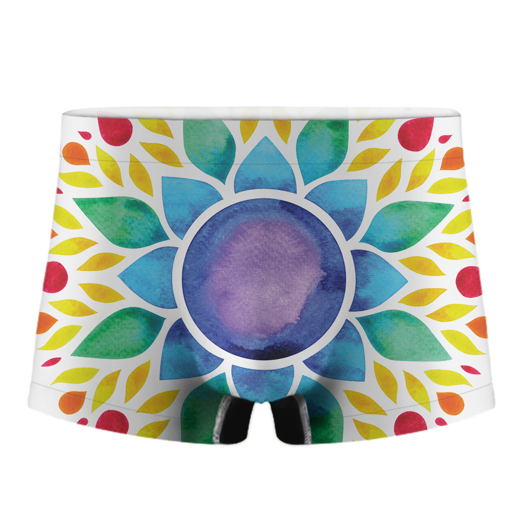 Reiki Chakra Flower Print Men's Boxer Briefs