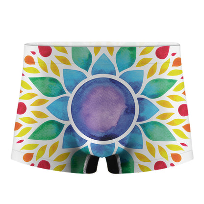 Reiki Chakra Flower Print Men's Boxer Briefs