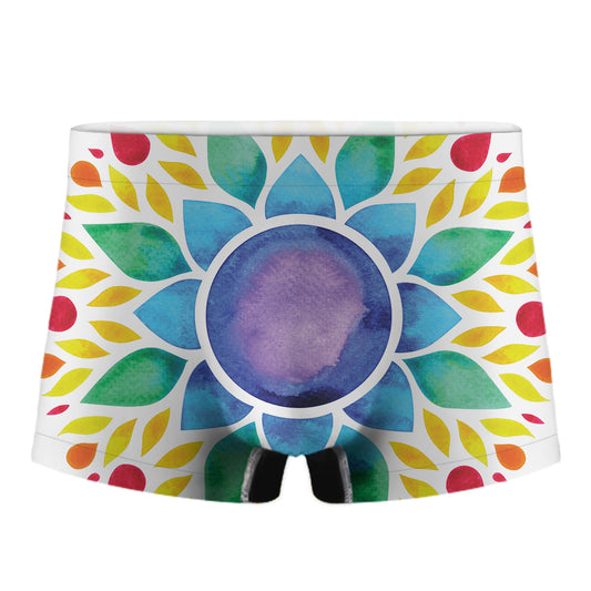 Reiki Chakra Flower Print Men's Boxer Briefs