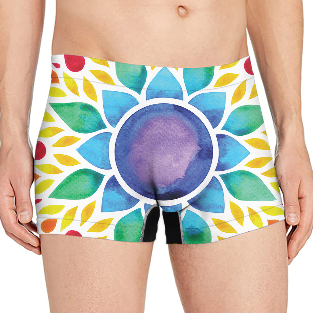 Reiki Chakra Flower Print Men's Boxer Briefs