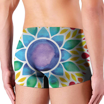 Reiki Chakra Flower Print Men's Boxer Briefs