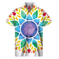 Reiki Chakra Flower Print Men's Short Sleeve Shirt