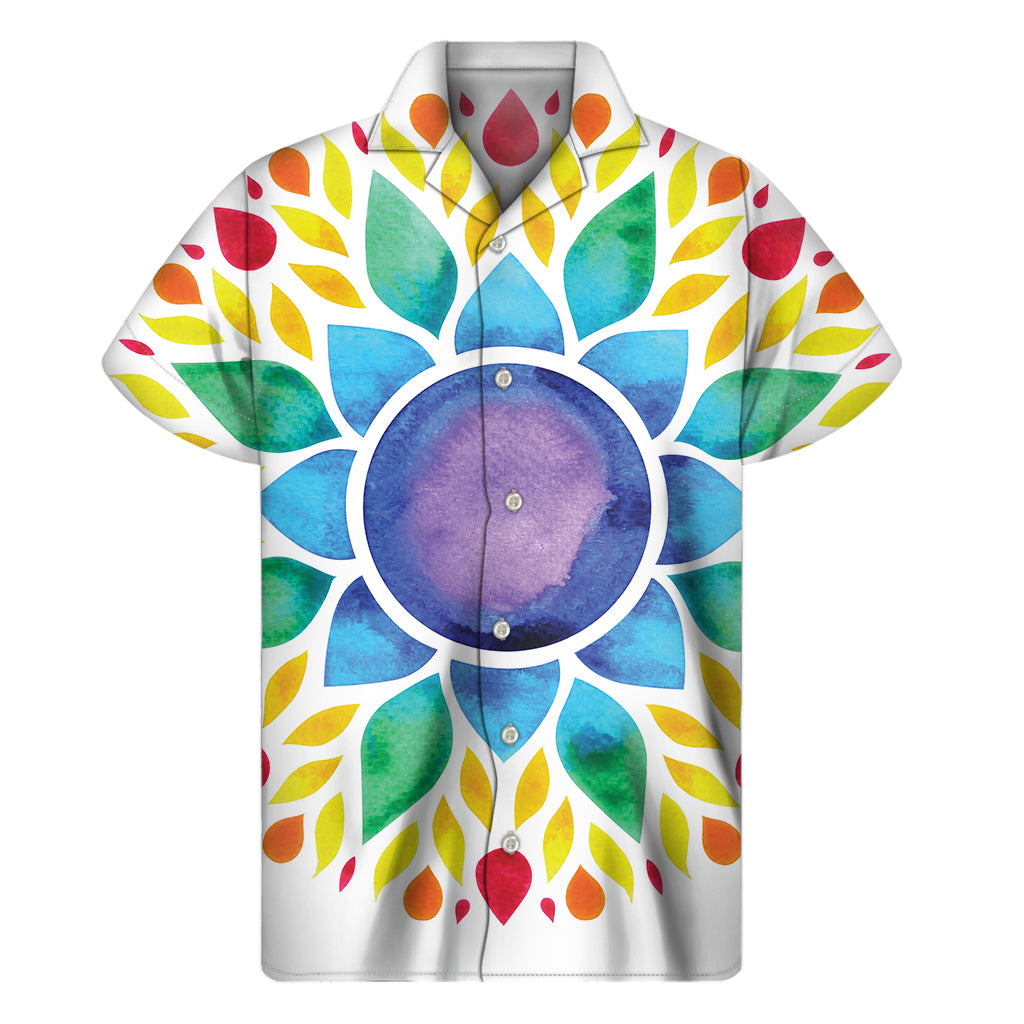 Reiki Chakra Flower Print Men's Short Sleeve Shirt