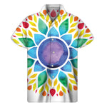 Reiki Chakra Flower Print Men's Short Sleeve Shirt