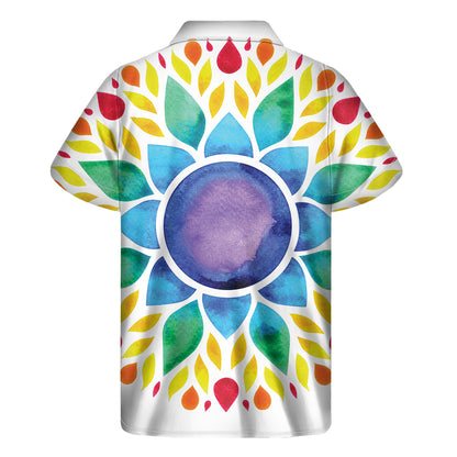 Reiki Chakra Flower Print Men's Short Sleeve Shirt