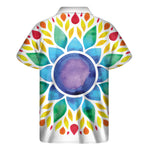 Reiki Chakra Flower Print Men's Short Sleeve Shirt