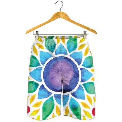Reiki Chakra Flower Print Men's Shorts