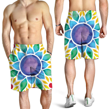 Reiki Chakra Flower Print Men's Shorts