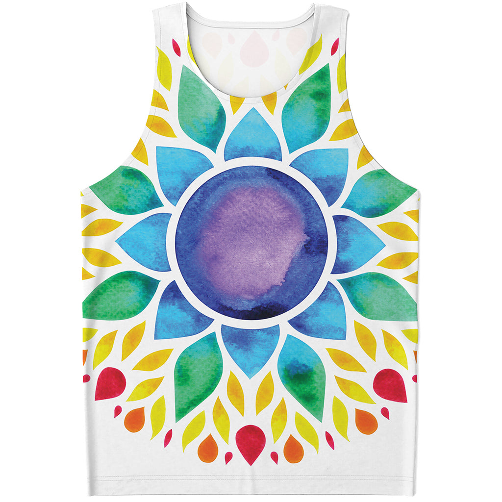 Reiki Chakra Flower Print Men's Tank Top