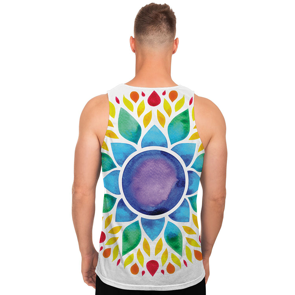 Reiki Chakra Flower Print Men's Tank Top