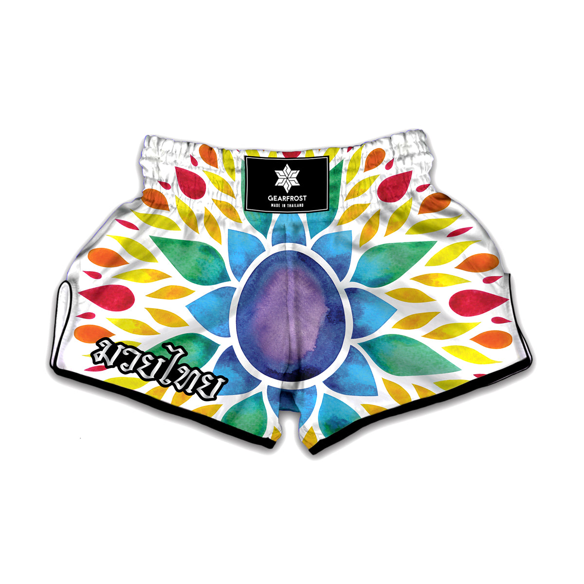 Reiki Chakra Flower Print Muay Thai Boxing Shorts