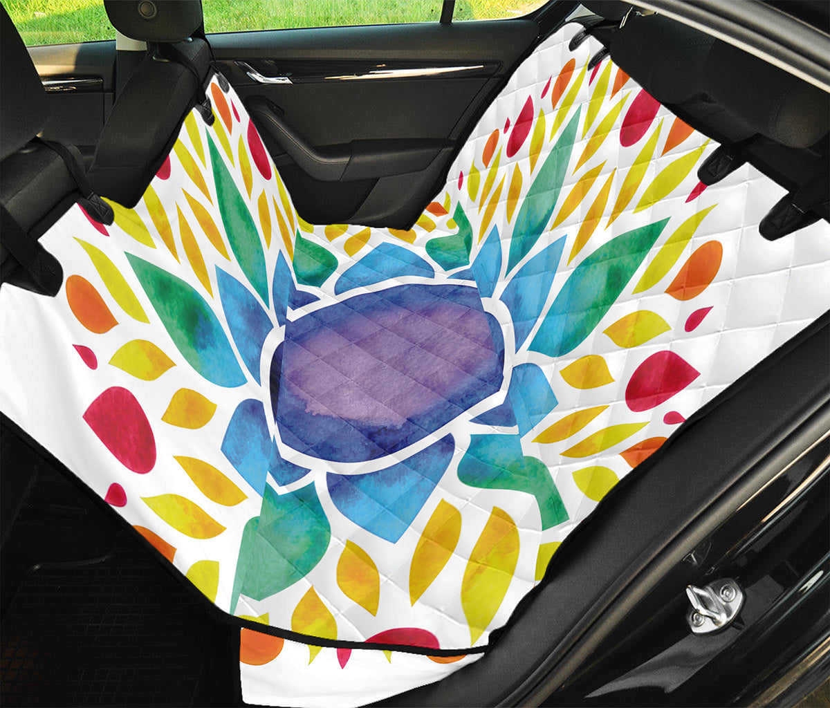 Reiki Chakra Flower Print Pet Car Back Seat Cover