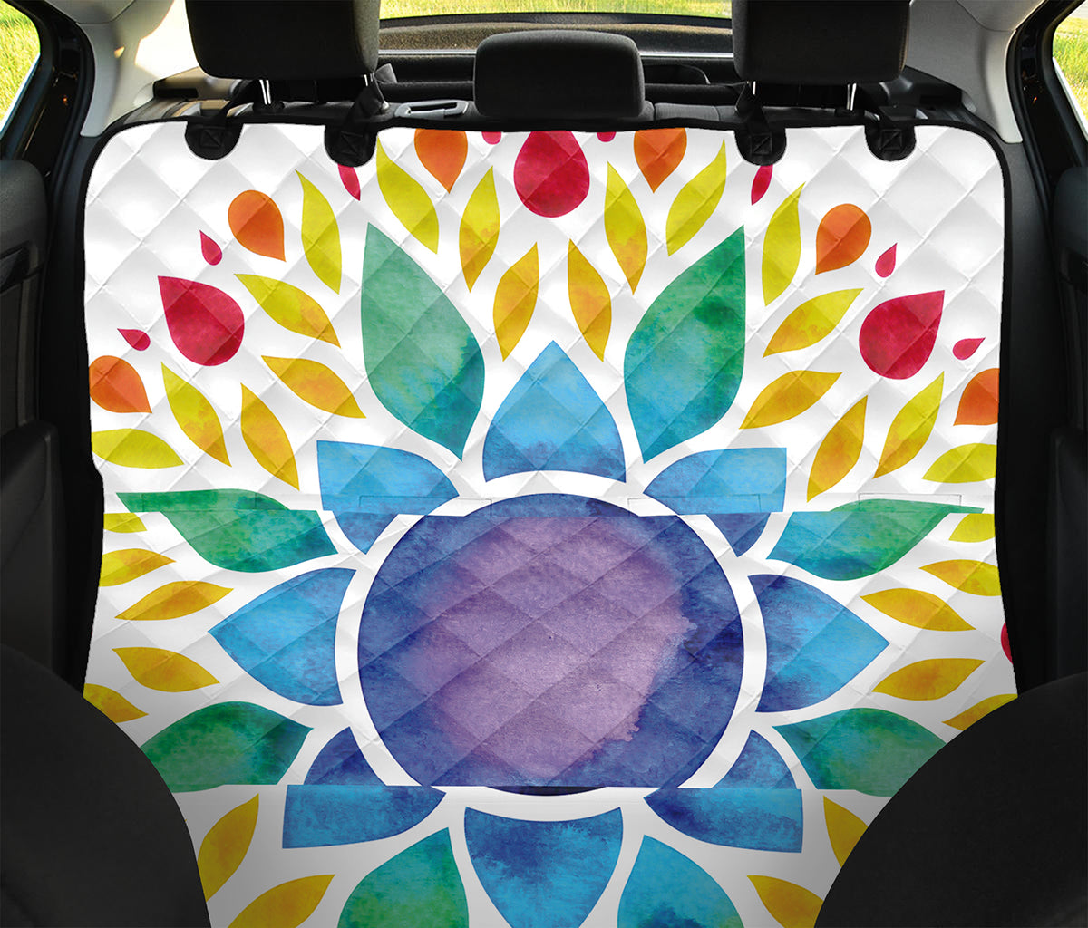 Reiki Chakra Flower Print Pet Car Back Seat Cover