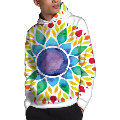 Reiki Chakra Flower Print Pullover Hoodie