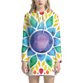 Reiki Chakra Flower Print Pullover Hoodie Dress