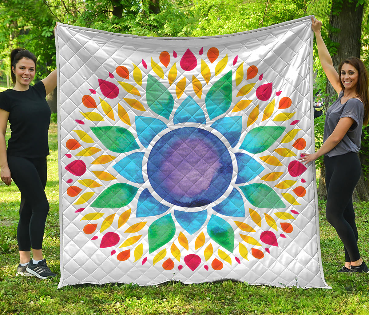 Reiki Chakra Flower Print Quilt