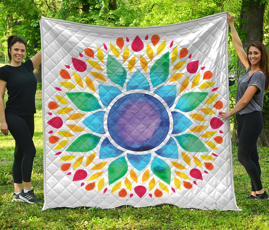 Reiki Chakra Flower Print Quilt
