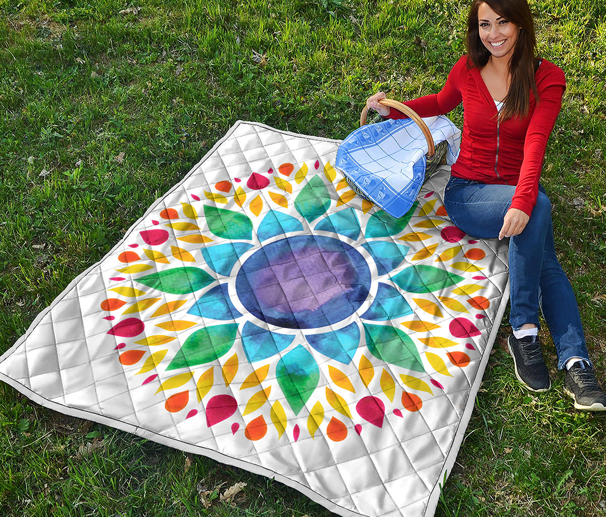 Reiki Chakra Flower Print Quilt