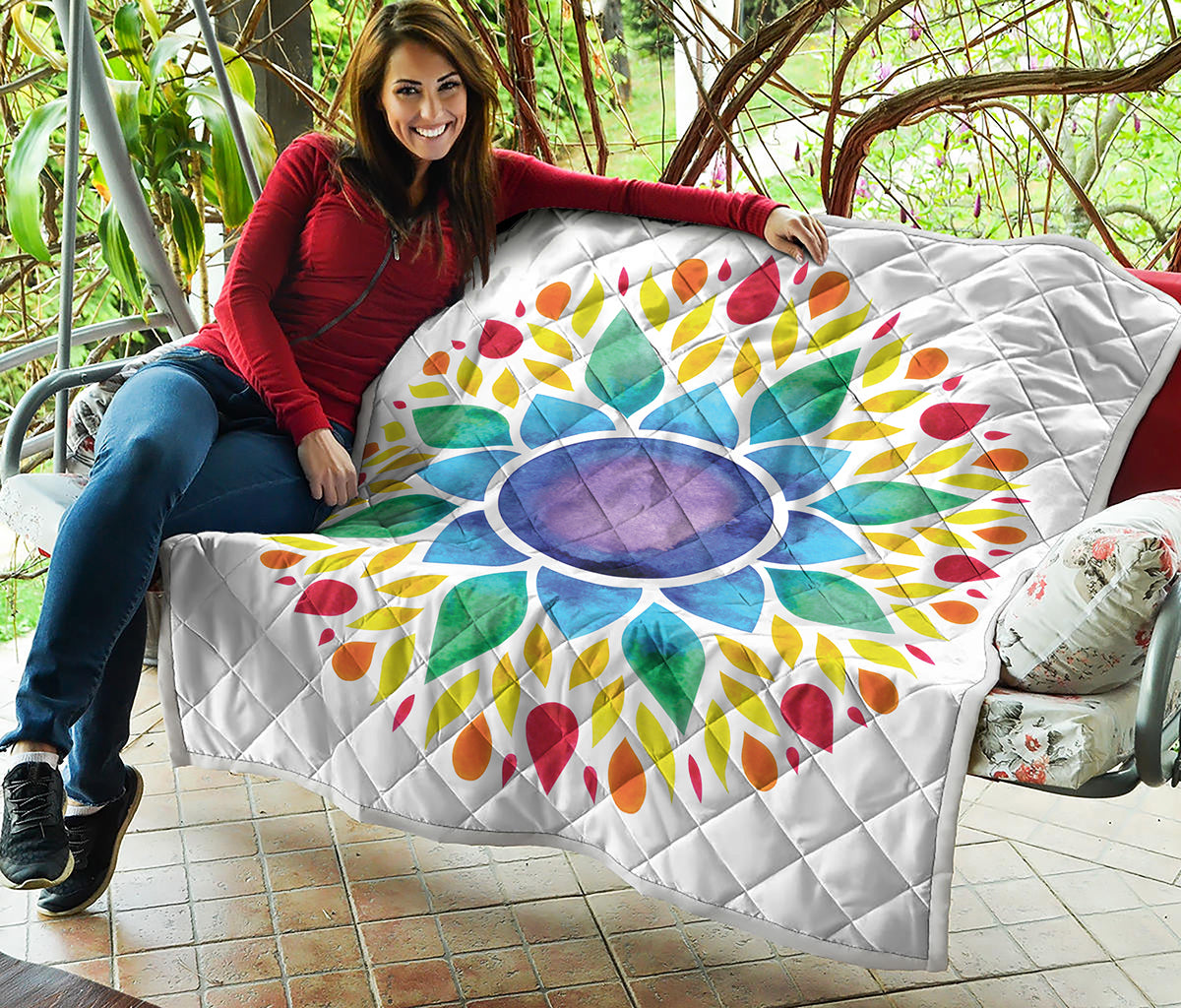 Reiki Chakra Flower Print Quilt