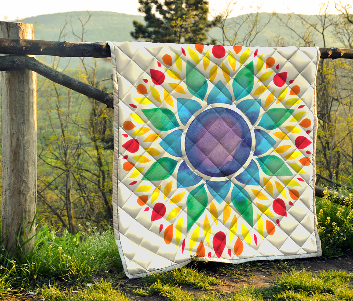 Reiki Chakra Flower Print Quilt