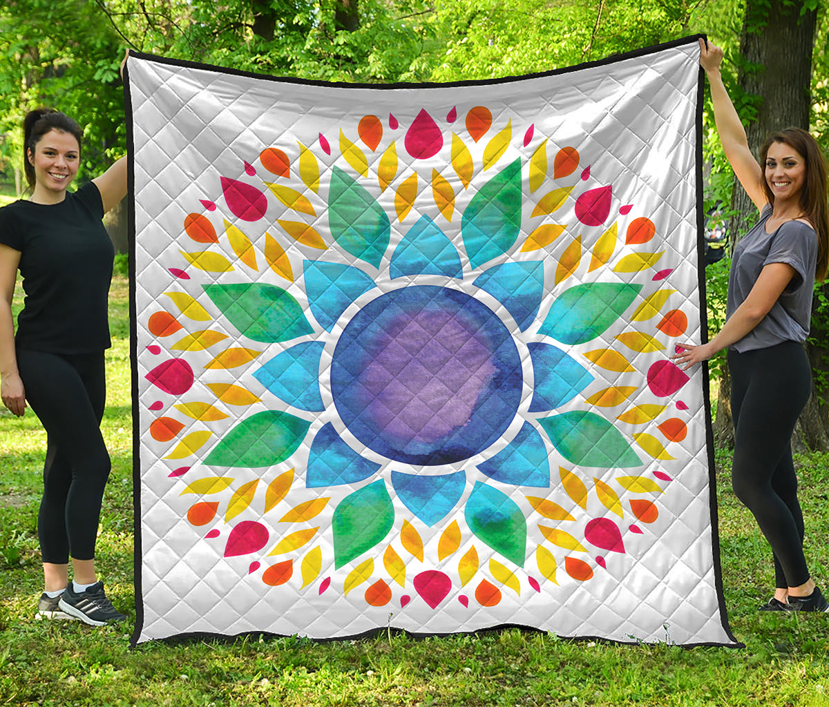Reiki Chakra Flower Print Quilt