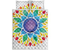 Reiki Chakra Flower Print Quilt Bed Set