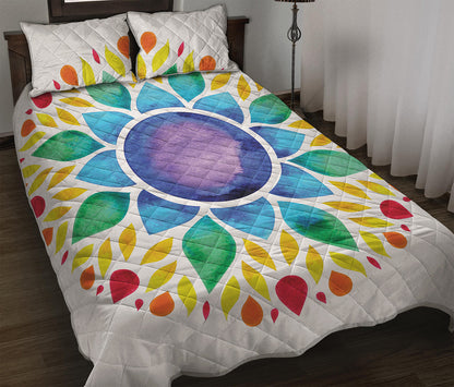 Reiki Chakra Flower Print Quilt Bed Set