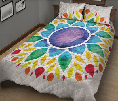 Reiki Chakra Flower Print Quilt Bed Set