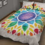 Reiki Chakra Flower Print Quilt Bed Set